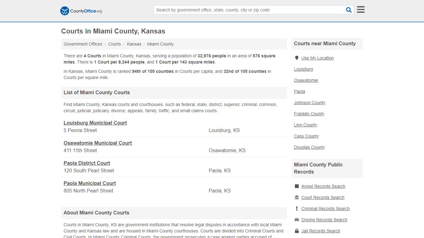 Courts - Miami County, KS (Court Records & Calendars)