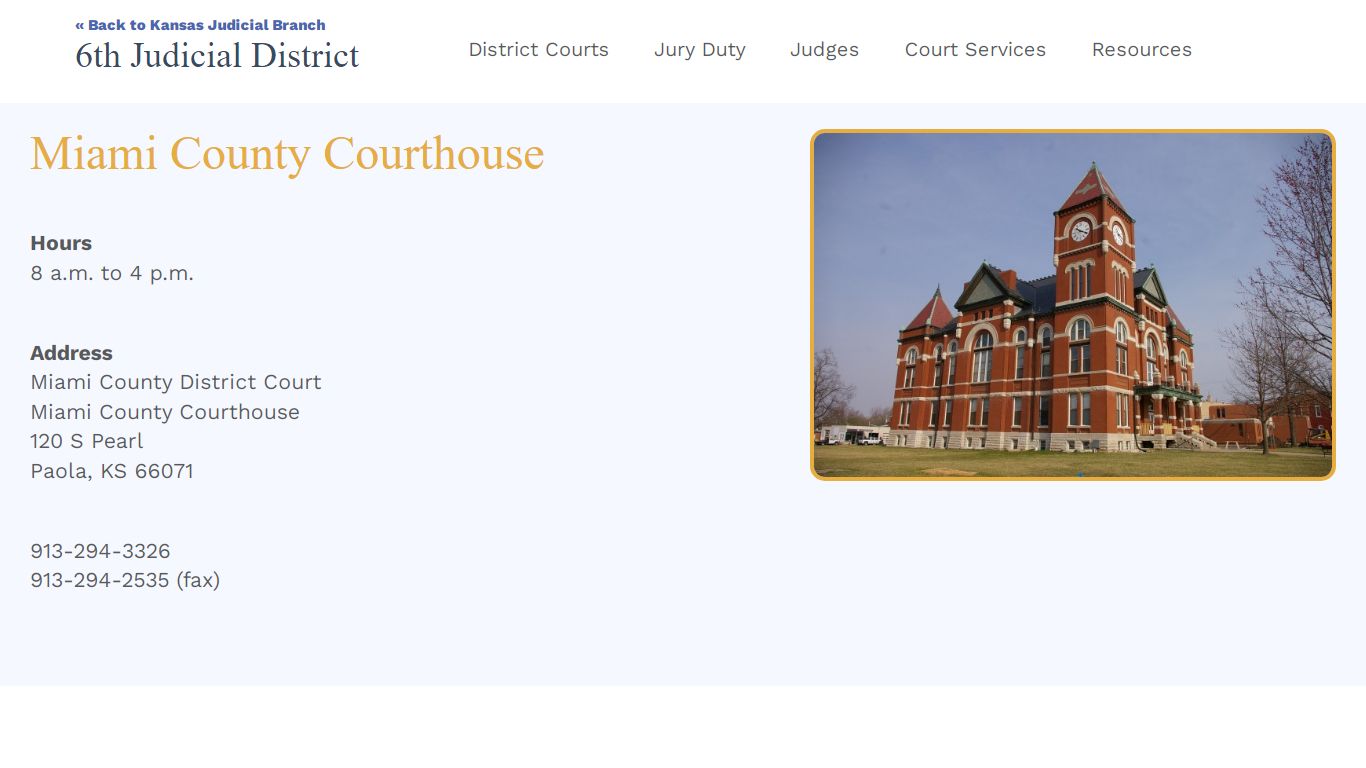 6th Judicial District - Miami County Courthouse - kscourts.org